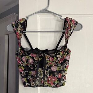 Elegant Floral Black corset top